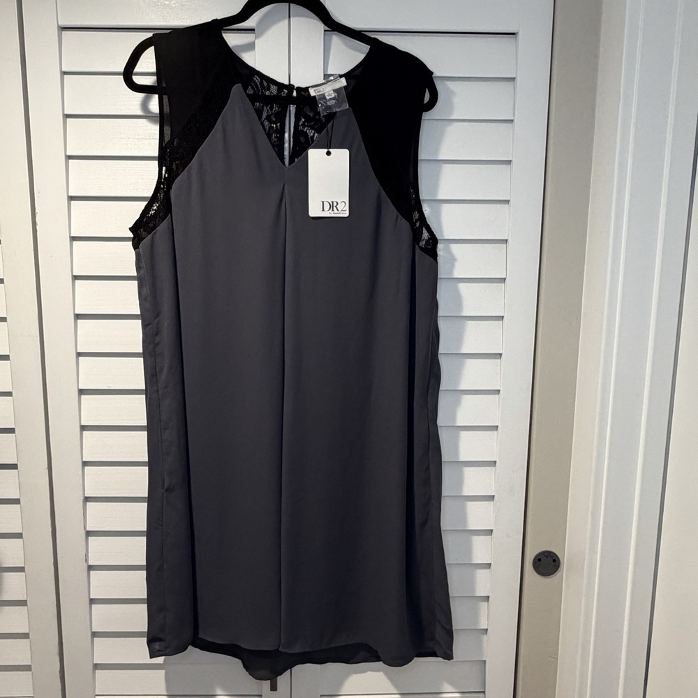 DR2 by Daniel Rainn Earl Grey Lace Yoke‎ Shift Dress Size XL NWT